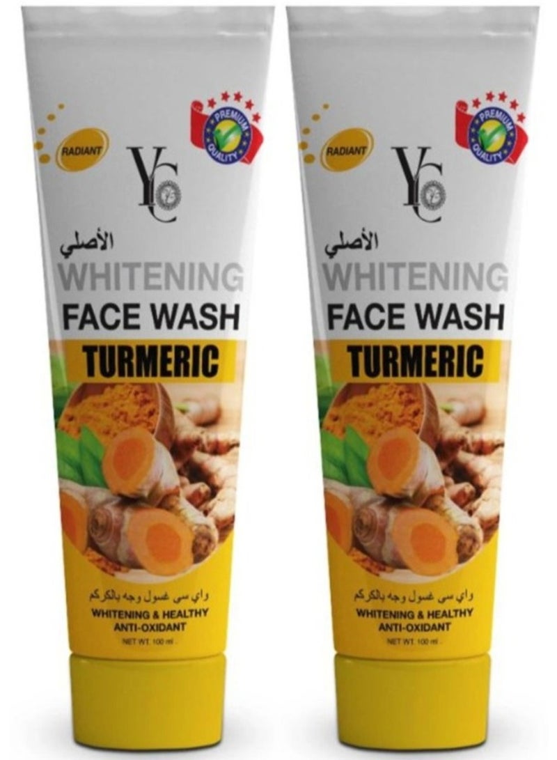 واي سي قطعتين من غسول تبييض الوجه بالكركم 100X2 مل - Image 1