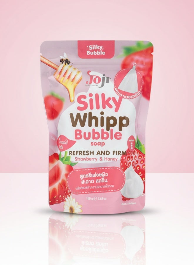 Silky Whipp Bubble Soap Strawberry and Honey 100 g Moisture and Vitamin E Brightening Cleansing Bar for Soft Smooth and Radiant Skin