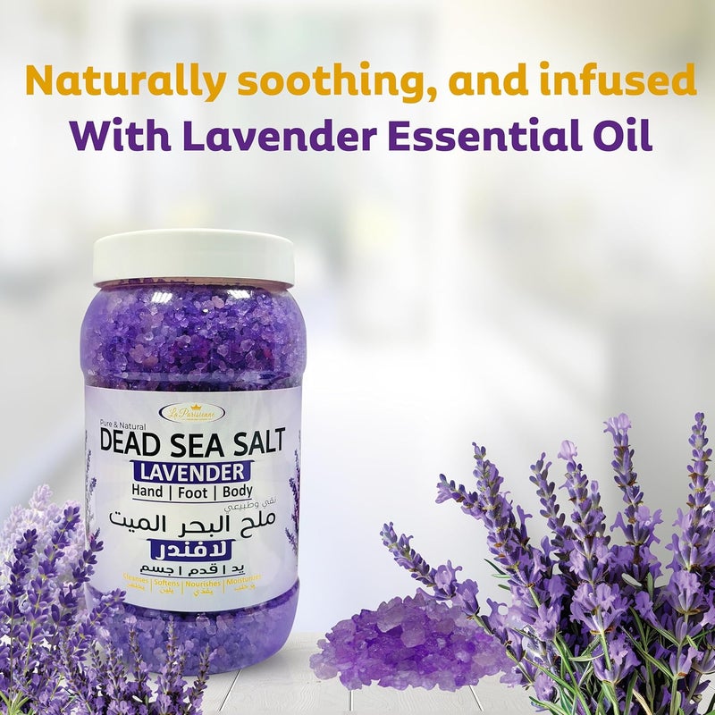 ECOLYTE+ La Parisienne Pure & Natural Dead Sea Salt with Lavender - 2 kg Bath Salt for Hand, Foot, and Body Care - Image 3