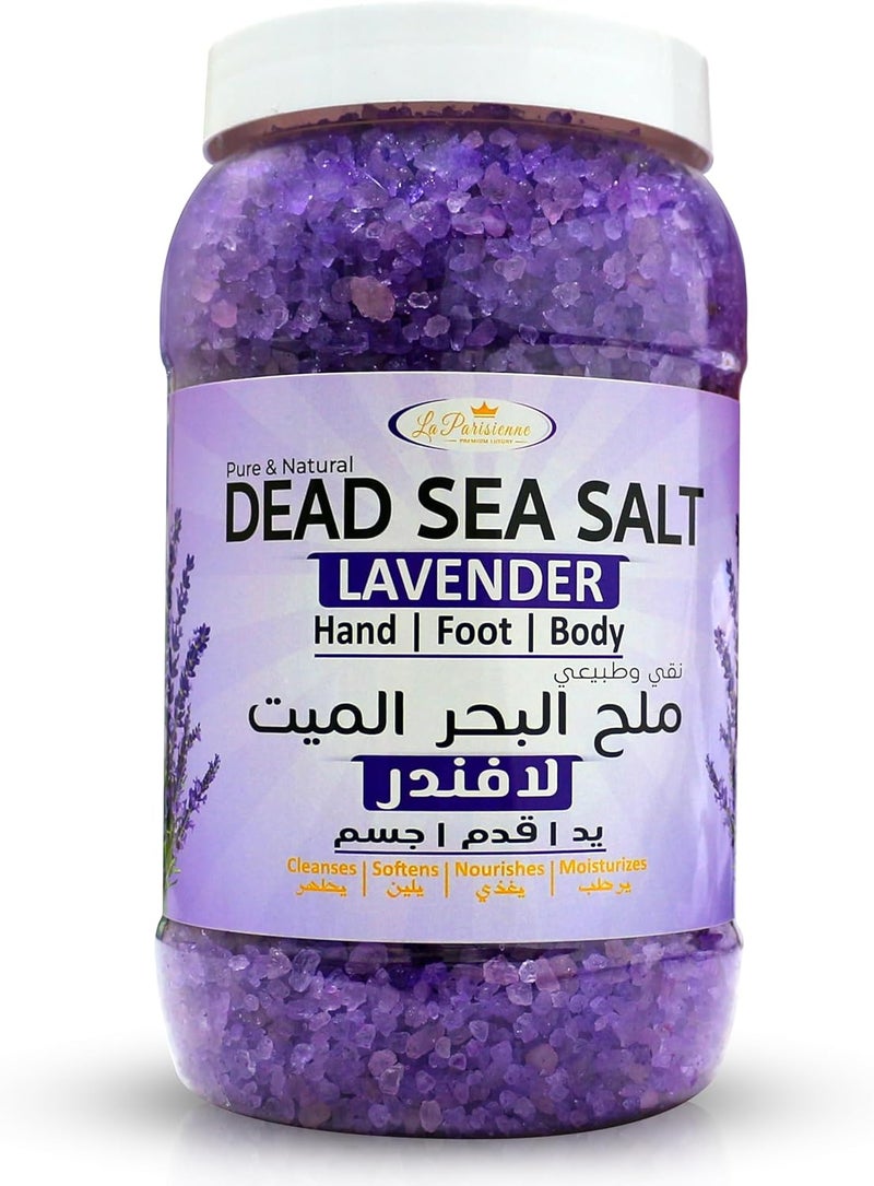 ECOLYTE+ La Parisienne Pure & Natural Dead Sea Salt with Lavender - 2 kg Bath Salt for Hand, Foot, and Body Care - Image 1