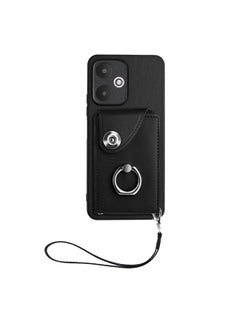 erorex Case For Xiaomi Redmi 13C 5G / Redmi 13R Organ Card Bag Ring Holder PU Phone Case with Lanyard  - Image 2