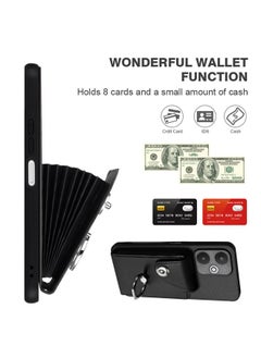 erorex Case For Xiaomi Redmi 13C 5G / Redmi 13R Organ Card Bag Ring Holder PU Phone Case with Lanyard  - Image 4