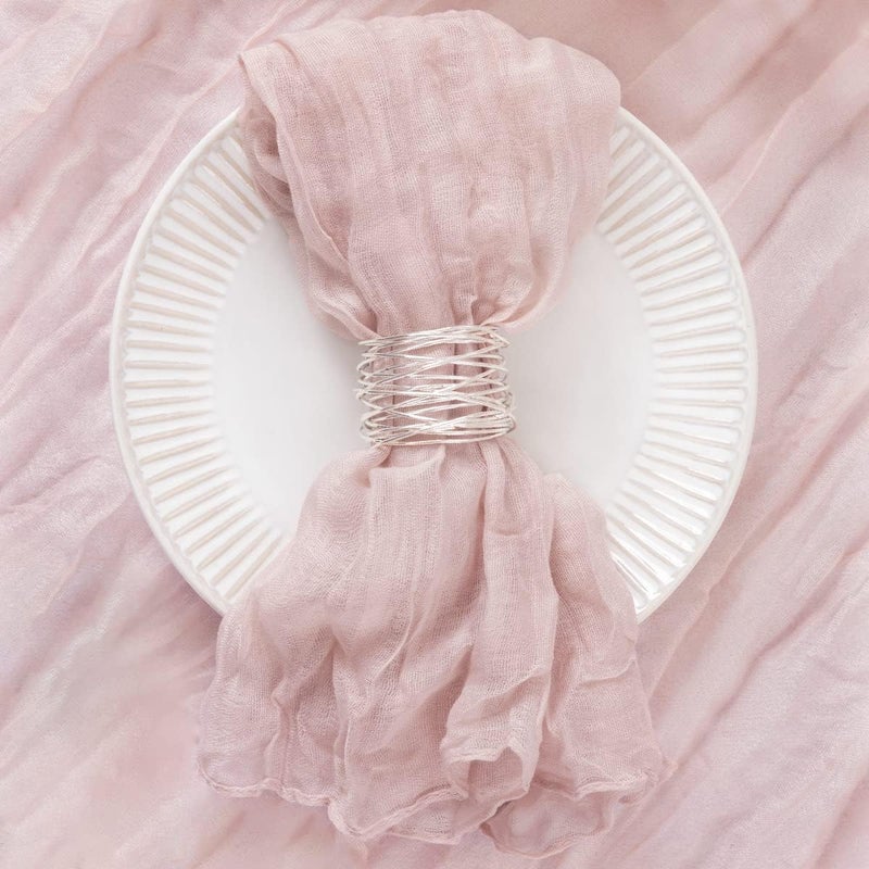 DeZerlor 50 Pack Pink Cheesecloth Napkins Fall Thanksgiving Cloth Napkins Set of 50 Pale Pink Dinner Table Napkins Bulk 21x21 Inches for Wedding Bridal Girl Baby Shower Sweet 16 Party - Image 4
