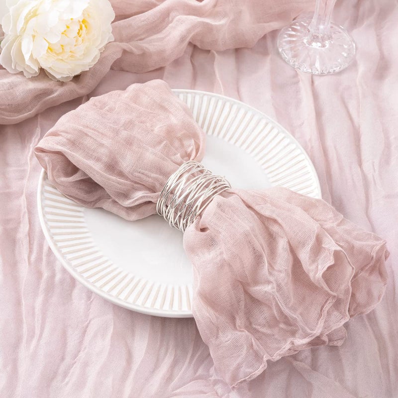 DeZerlor 50 Pack Pink Cheesecloth Napkins Fall Thanksgiving Cloth Napkins Set of 50 Pale Pink Dinner Table Napkins Bulk 21x21 Inches for Wedding Bridal Girl Baby Shower Sweet 16 Party - Image 1