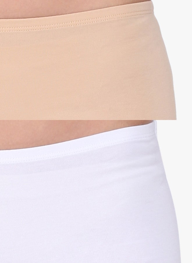 Red Rose Pack of 2 Boy Shorts - Mid-Rise Cotton Boyleg in Beige and White - Image 5