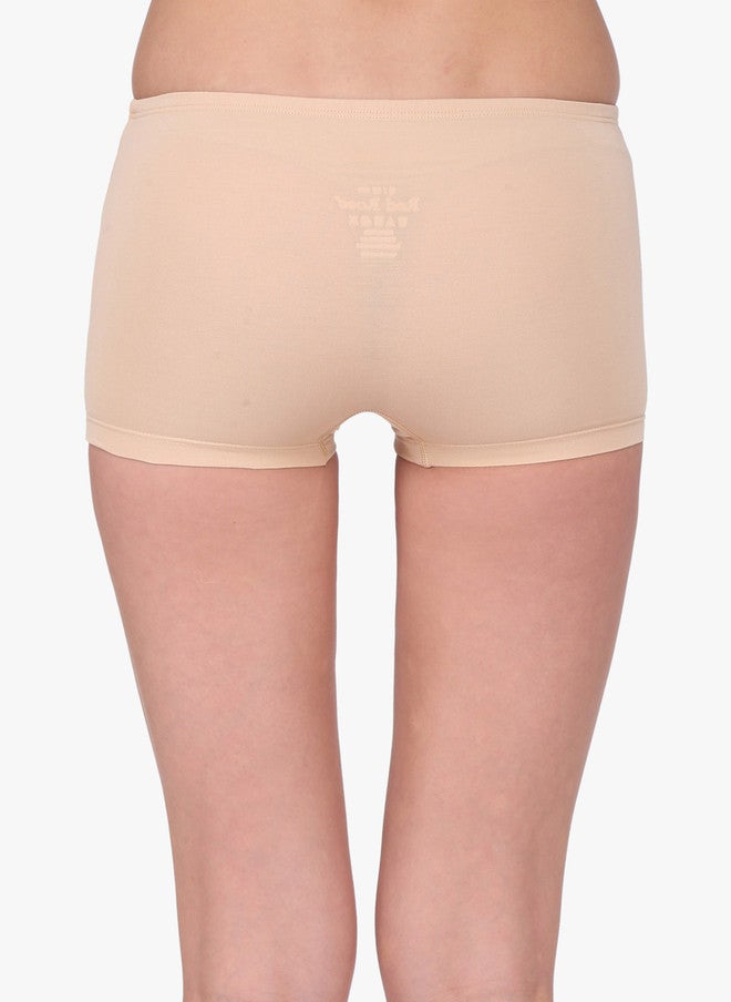 Red Rose Pack of 2 Boy Shorts - Mid-Rise Cotton Boyleg in Beige and White - Image 4