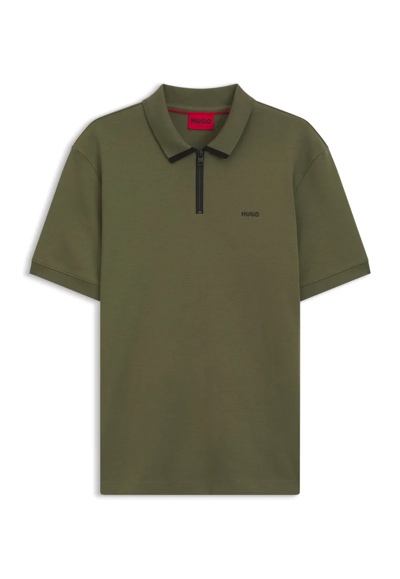 HUGO Cotton-piqué polo shirt with contrast logo