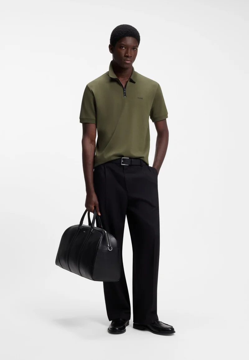 هوجو Cotton-piqué polo shirt with contrast logo
