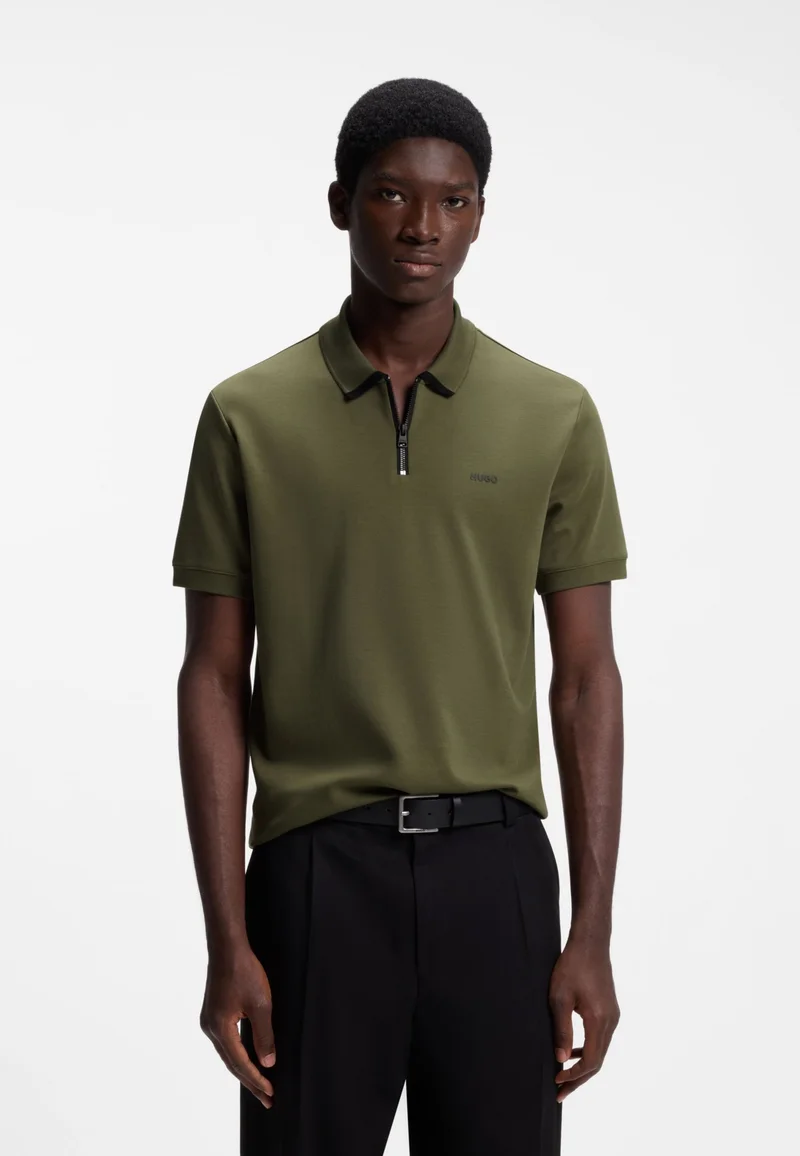 هوجو Cotton-piqué polo shirt with contrast logo