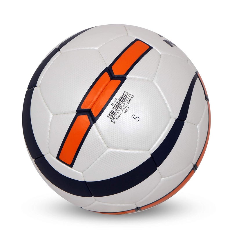 Nivia Simbolo Football (Size 5) White Orange 32 Panel PU Stitched Latex Bladder Soccer Ball - Image 3