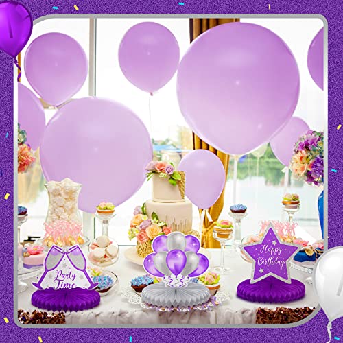 Yexiya 8 Pcs Purple and Silver Birthday Centerpiece Table Decoration Happy Birthday Honeycomb Centerpieces Honeycomb Table Toppers for Men Women Party Supplies - Image 5