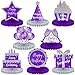 Yexiya 8 Pcs Purple and Silver Birthday Centerpiece Table Decoration Happy Birthday Honeycomb Centerpieces Honeycomb Table Toppers for Men Women Party Supplies - Image 2