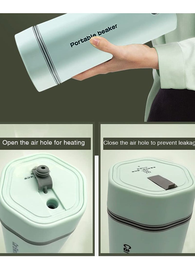 Portable Electric Kettle Stainless Steel Liner Travel Electric Cup Home Mini Heating Teapot Fast Cooking Single Cup Water Heater 350ml Hot Water Bottle (light Green)  - Image 3
