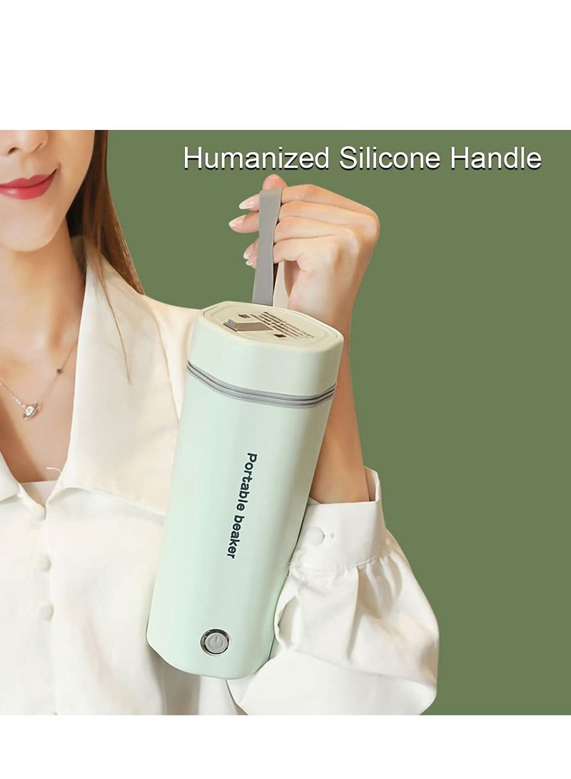 Portable Electric Kettle Stainless Steel Liner Travel Electric Cup Home Mini Heating Teapot Fast Cooking Single Cup Water Heater 350ml Hot Water Bottle (light Green)  - Image 2