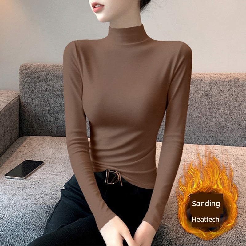 Modal half-turtleneck base shirt women's autumn and winter inner wear slim long-sleeved t-shirt mid-collar trendy top 2025 new style - Image 3