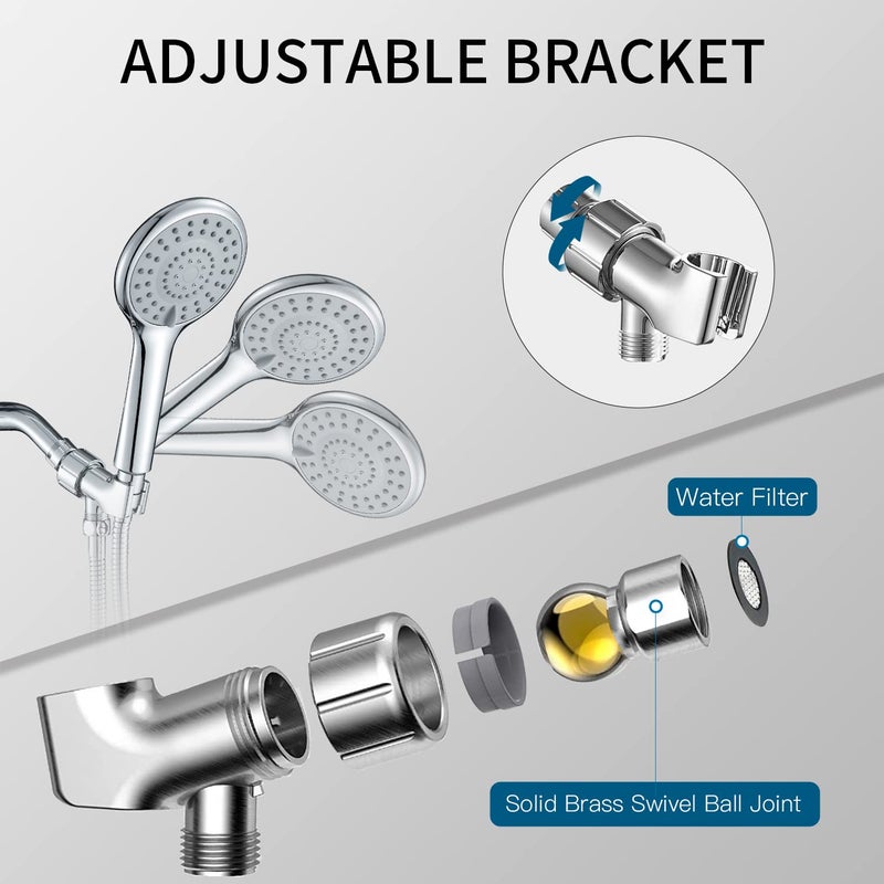Doiliese Shower Heads With Handheld Spray 5-Mode Hand Held Shower Head With Long Hose High Pressure And Detachable With Hose 60 Inch Chrome - Image 5