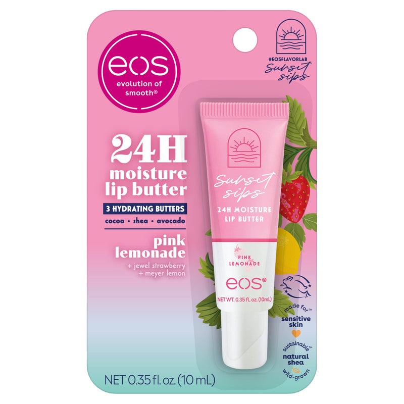 eos Sunset Sips Lip Butter Tube- Pink Lemonade, 24-Hour Moisture, Overnight Lip Mask, Lip Care Products, 0.35 fl oz - Image 1