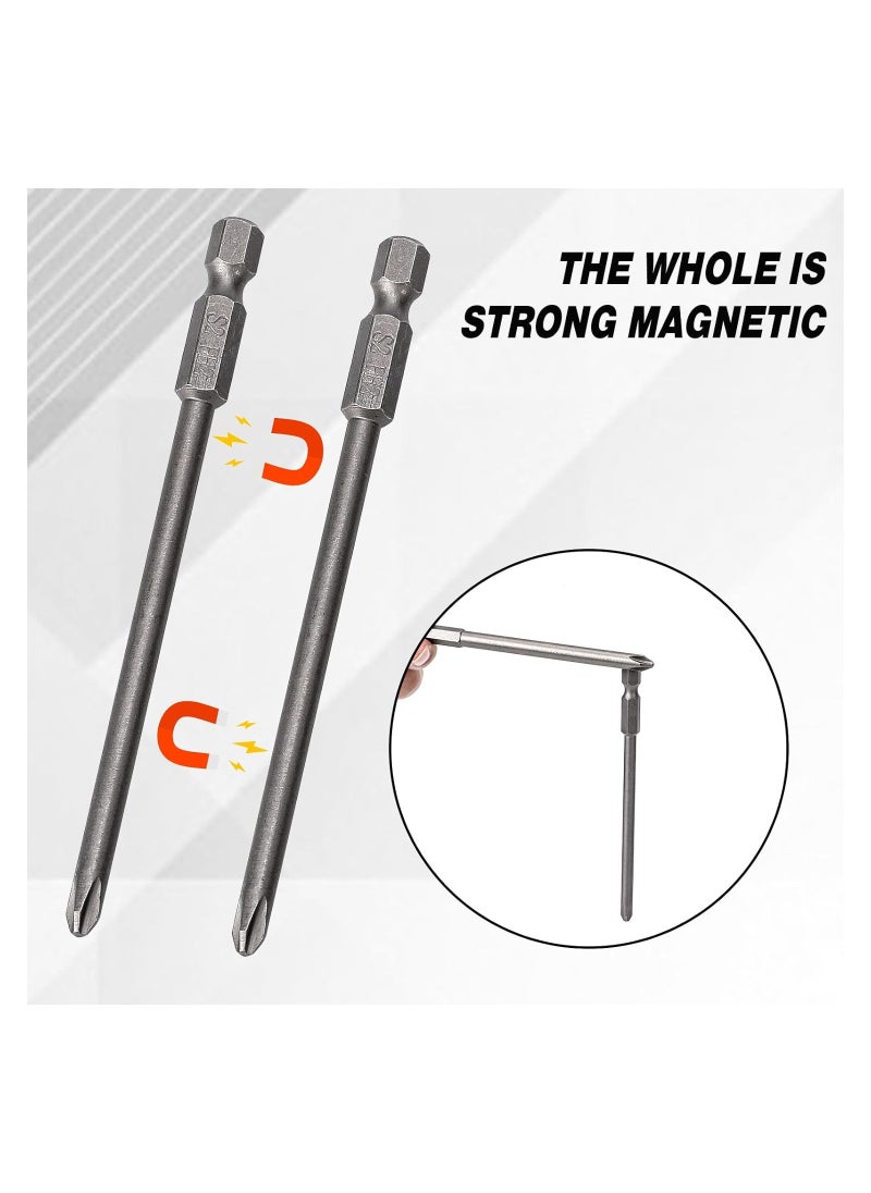 Generic 10PCS Slotted Phillips Screwdriver Bit Set Magnetic Slotted and Phillips Drill Screwdriver Bit Set 1/4 Inch Hex Shank S2 Steel Screw Driver Drive Drill Bits 4 Inch Long Head Drill Bits Set  - Image 4