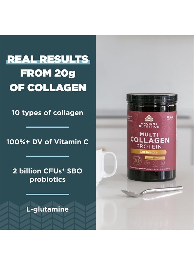 Collagen Powder Protein, Multi Collagen Protein, Hydrolyzed Collagen Peptides Supports Skin And Nails, Joint Supplement (Gut Restore, 20 Servings)