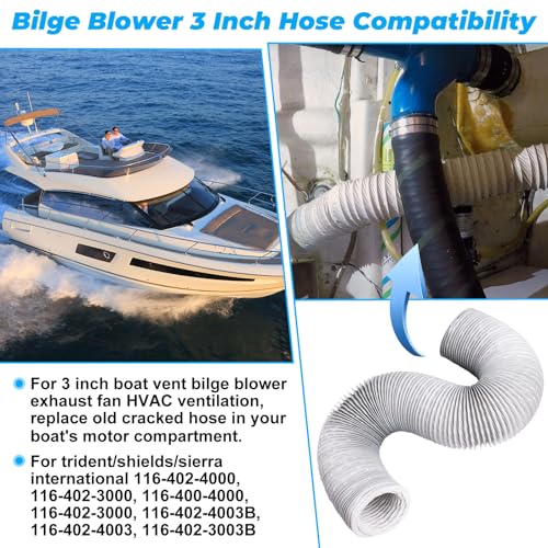ALOCS 3 Inch Boat Blower Hose 10 Feet for Boat Vent Bilge Blower Exhaust Fan HVAC Ventilation Flexible Marine Blower Hose for Boat Bilge Blower Fan Ducting Hoses White SHI 40030031 - Image 3