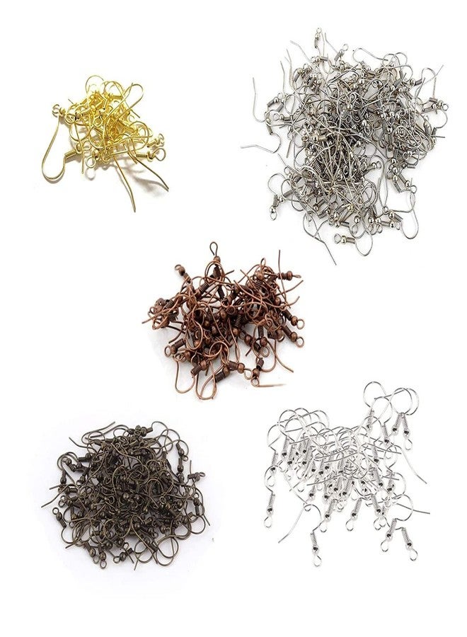 Excellentcrafts 100Pcs Earring Hooks for Jewelry Making � Fish Hook Ear Wires in Gold, Silver, Bronze, Rose Gold, Black � DIY Earring Making Kit for Women, Crafters & Beginners � 50 Pairs (Assort) - Image 1