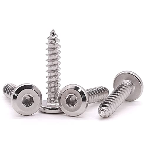 EASTLO M5 x 25mm Flat Socket Head Self Tapping Screws, 304 Stainless Steel 18-8, Hex Drive, Corrosion Resistant Screws for Wood, Sheet Metal and More, Pack of 50 - Image 1