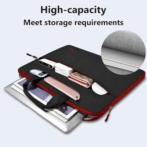 Hseok Laptop Shoulder Bag 15 15.6 16 Inch Briefcase, Compatible MacBook Pro 16 inch 2025-2019 M4 M3 M2 M1, Mac 15.4", XPS 15 and Most 15-16 inch Notebooks, Spill-Resistant Handbag, Black & Red - Image 5