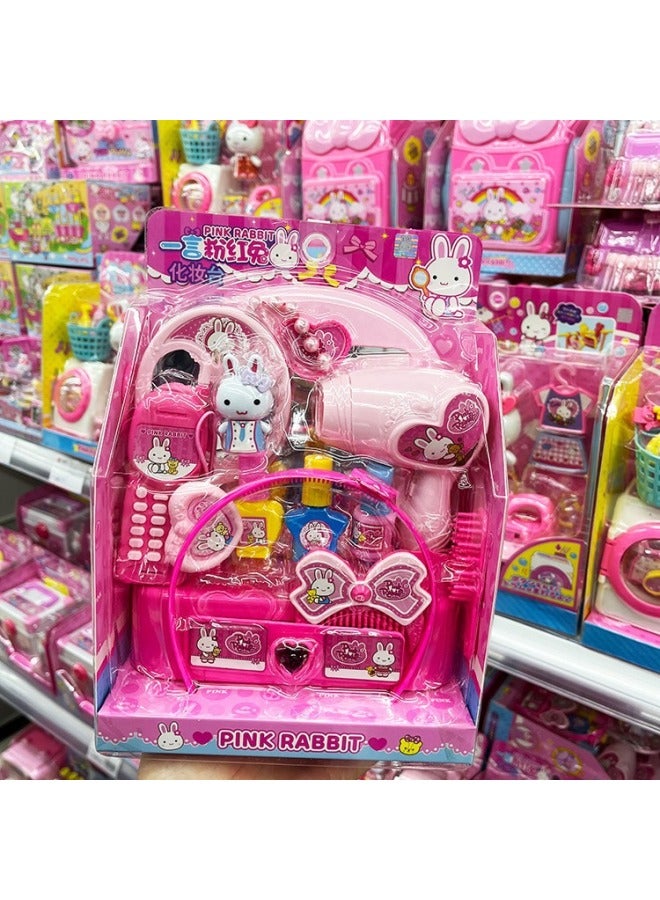 One Word Pink Rabbit Children's Cosmetic Box Simulation Dressing Table Portable Storage Bag Work Girl Play Home Toys-Color:17051 Pink Rabbit Mini Vending Machine - Image 2