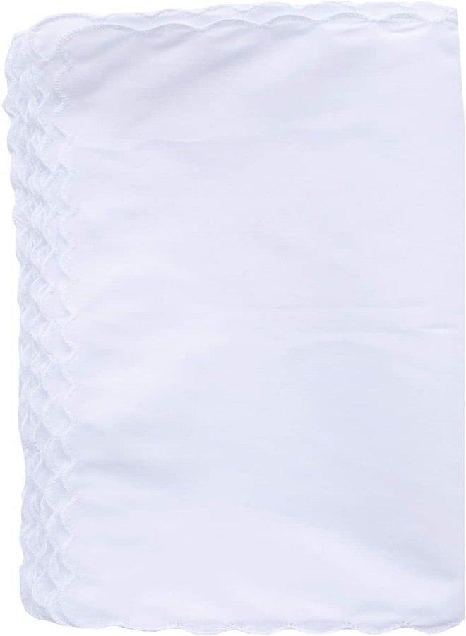 (3 pac) Bulk Pack Handkerchiefs Cotton Scalloped Hankies Pocket Square Towel White 11 Inches - Image 5