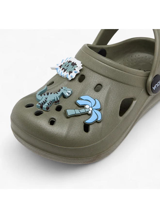 Aqua Boys Dinosaur Applique Clogs with Backstrap