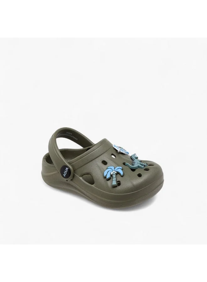 Aqua Boys Dinosaur Applique Clogs with Backstrap