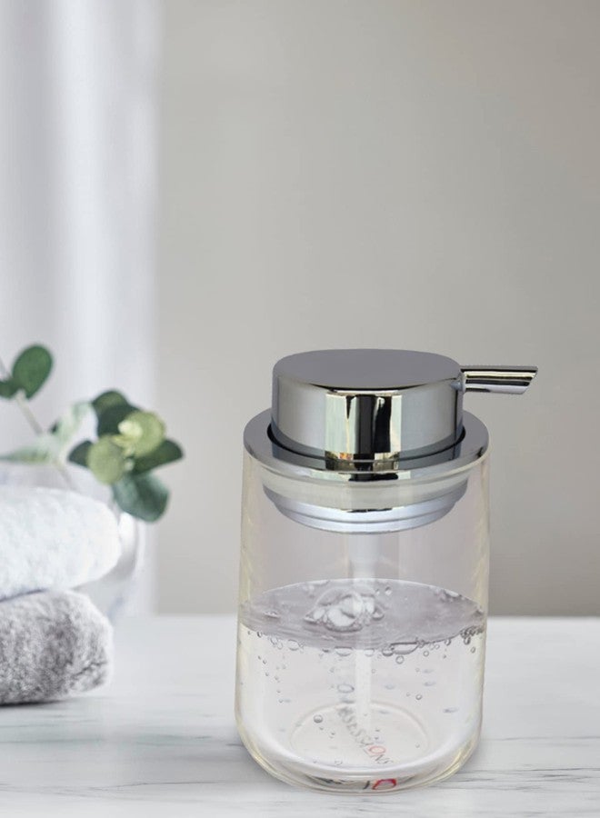 Obsessions Large Size Soap & Lotion Dispenser, Chrome Finish Pump, Polyresin, Ideal for Bathroom, Kitchen Vanity 300ml (L) 8.4 x (W) 8.4 x (H) 12.7cm_Transparent - Image 2