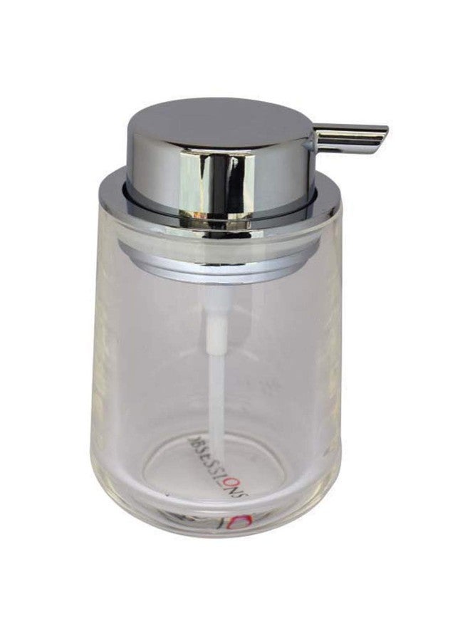 Obsessions Large Size Soap & Lotion Dispenser, Chrome Finish Pump, Polyresin, Ideal for Bathroom, Kitchen Vanity 300ml (L) 8.4 x (W) 8.4 x (H) 12.7cm_Transparent - Image 1