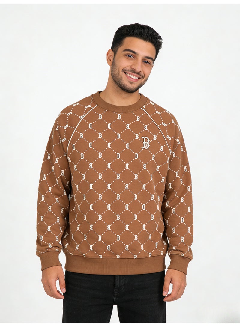 MLB Unisex Tan Logo-Monogram Crewneck Sweatshirt - Image 5