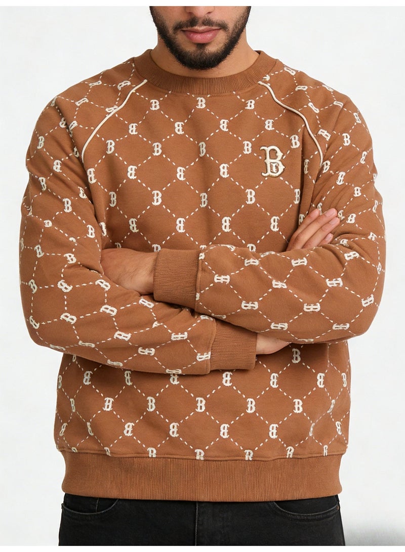 MLB Unisex Tan Logo-Monogram Crewneck Sweatshirt - Image 4