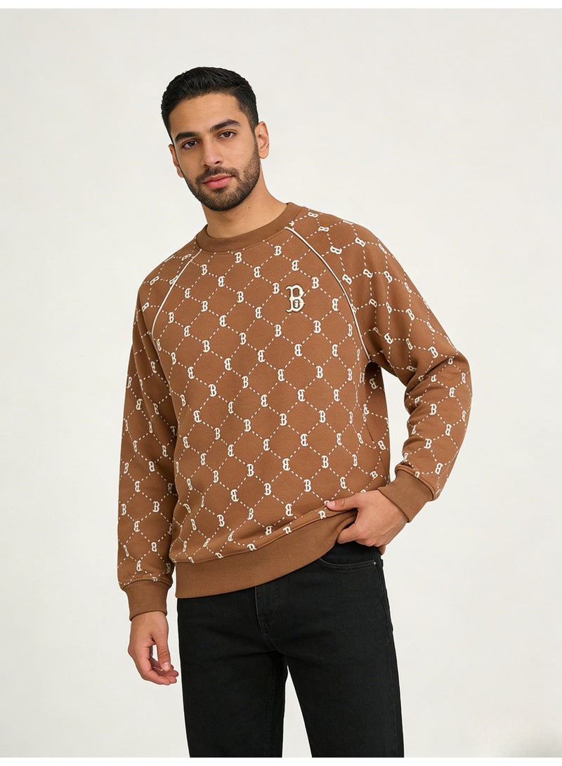 MLB Unisex Tan Logo-Monogram Crewneck Sweatshirt - Image 3