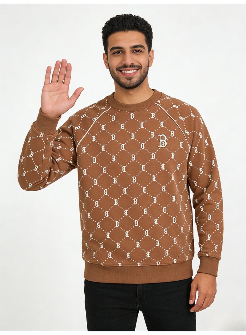 MLB Unisex Tan Logo-Monogram Crewneck Sweatshirt - Image 2