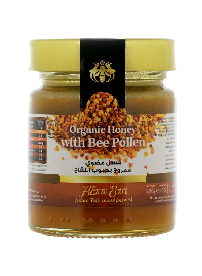 Axion Esti Organic Honey with Bee Pollen 250g | Raw Greek Superfood Honey | Energy & Nutrient Boost  Arabic - Image 1