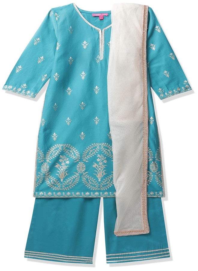 BIBA GIRL PRINTED STRAIGHT KID(KW4188_TEAL_9) - Image 1