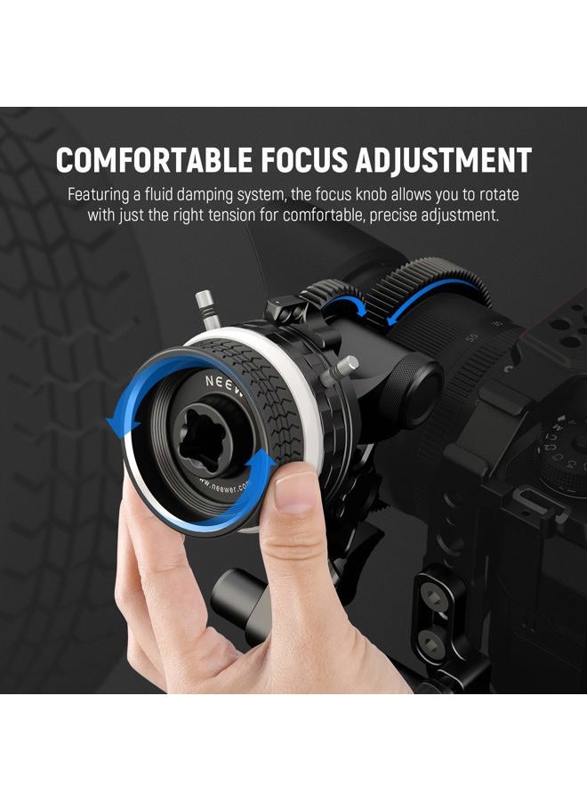Neewer Mini Follow Focus with A/B Stops, Lens Gear Ring, 15mm Rod & Rod Clamp for Cinema Camera, DSLR/Mirrorless Camera, Compatible with Lens Diameter Up to 114mm, PG003 (Black) - Image 4