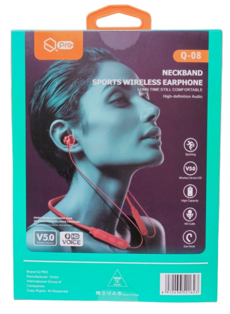 Qpro Wireless Bluetooth Headphones Earphone Bluetooth Wireless Neckband Flexible in-Ear Headphones Headset with Mic, Extra Deep Bass Hands-Free Call/Music, Sports Earbuds, Sweat Proof (Black) - Image 2