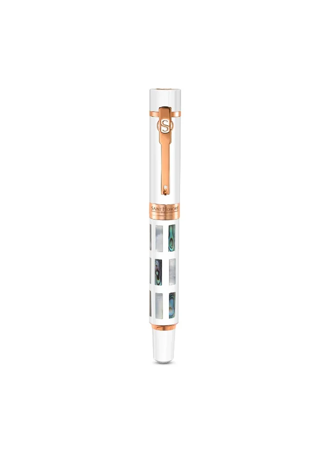 Saint Honore Paris Monceau White with Rose Gold Inlay &amp; MOP Pen for Men's