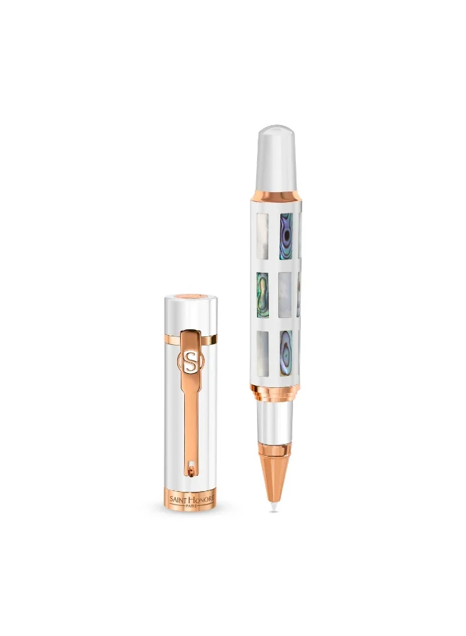 سانت هونور Monceau White with Rose Gold Inlay &amp; MOP Pen for Men's