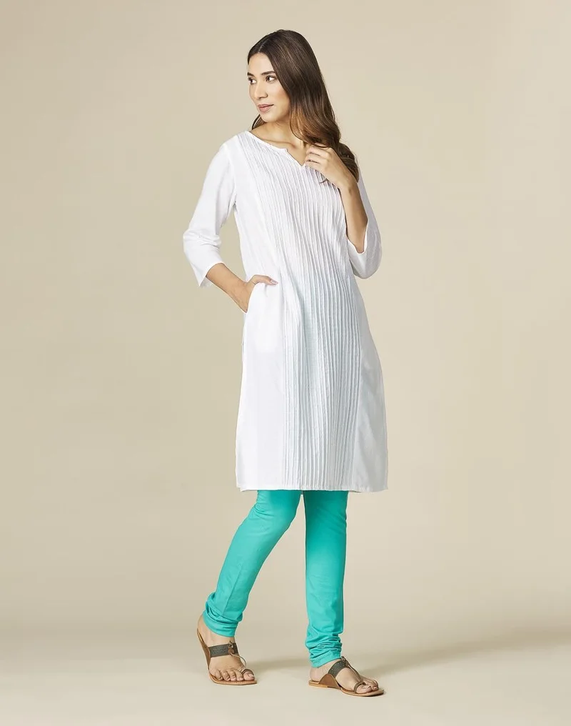 Fabindia  Blue Cotton Knitted Churidar With Elasticated Waist for Women | Best Price UAE