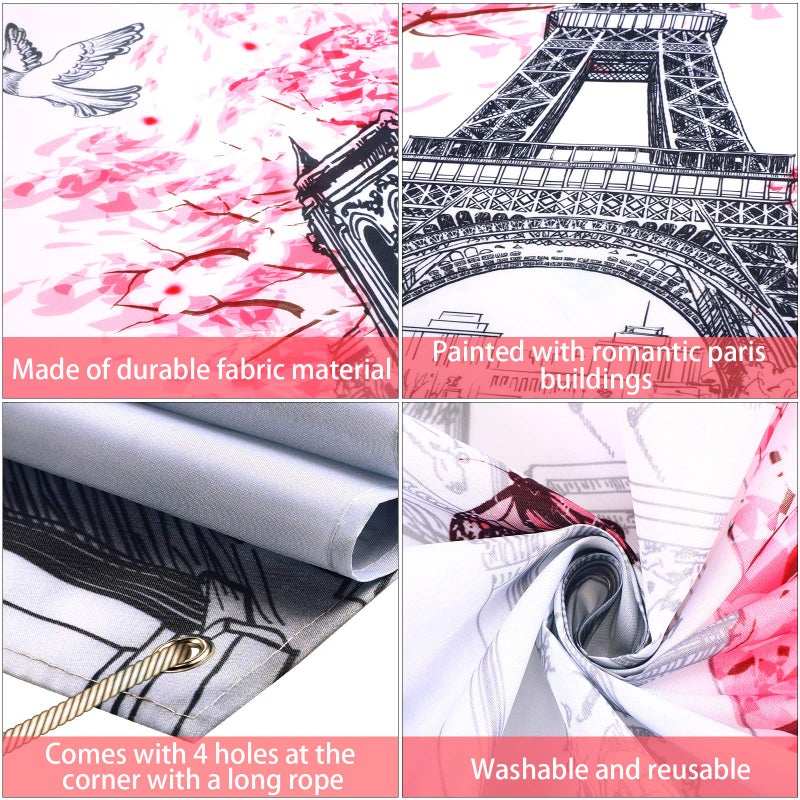 Sumind Paris Tapestry Wall Backdrop Eiffel Tower Photo Banner Background European City Landscape Pink Wall Hanging Decor for Living Room Girl Bedroom Paris Themed Party Decoration, 72.8 x 43.3 Inch - Image 3