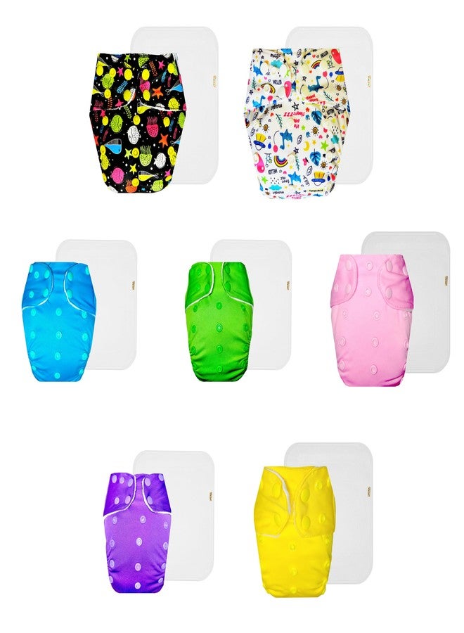 حفاضات دمبلدو القماشية الممتازة مع حشوة قطنية (عبوة من 7) | مضادة للحساسية | وسادة ماصة بست طبقات | سريعة الجفاف | ضرورية للاستخدام اليومي | من 3 أشهر إلى 3 سنوات | للجنسين - Image 1