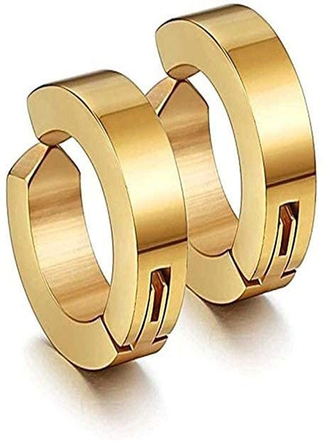 ASSU Earrings For Men Non Piercing Assu Hinged Hoop Earrings Non-piercing Earrings Ear Clip Fake Ear Hoops For Men And Women (Gold) - Image 1