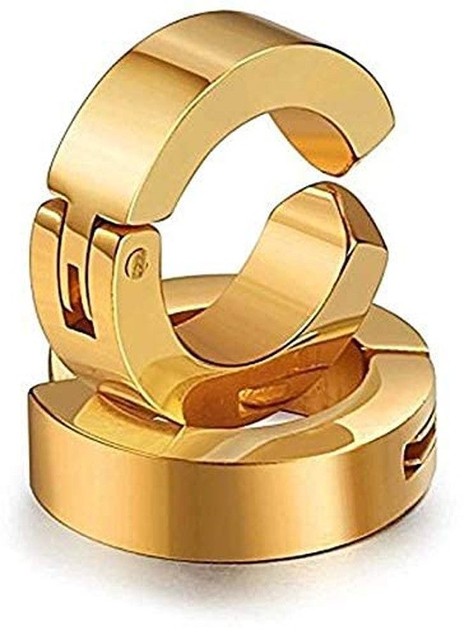 ASSU Earrings For Men Non Piercing Assu Hinged Hoop Earrings Non-piercing Earrings Ear Clip Fake Ear Hoops For Men And Women (Gold) - Image 2