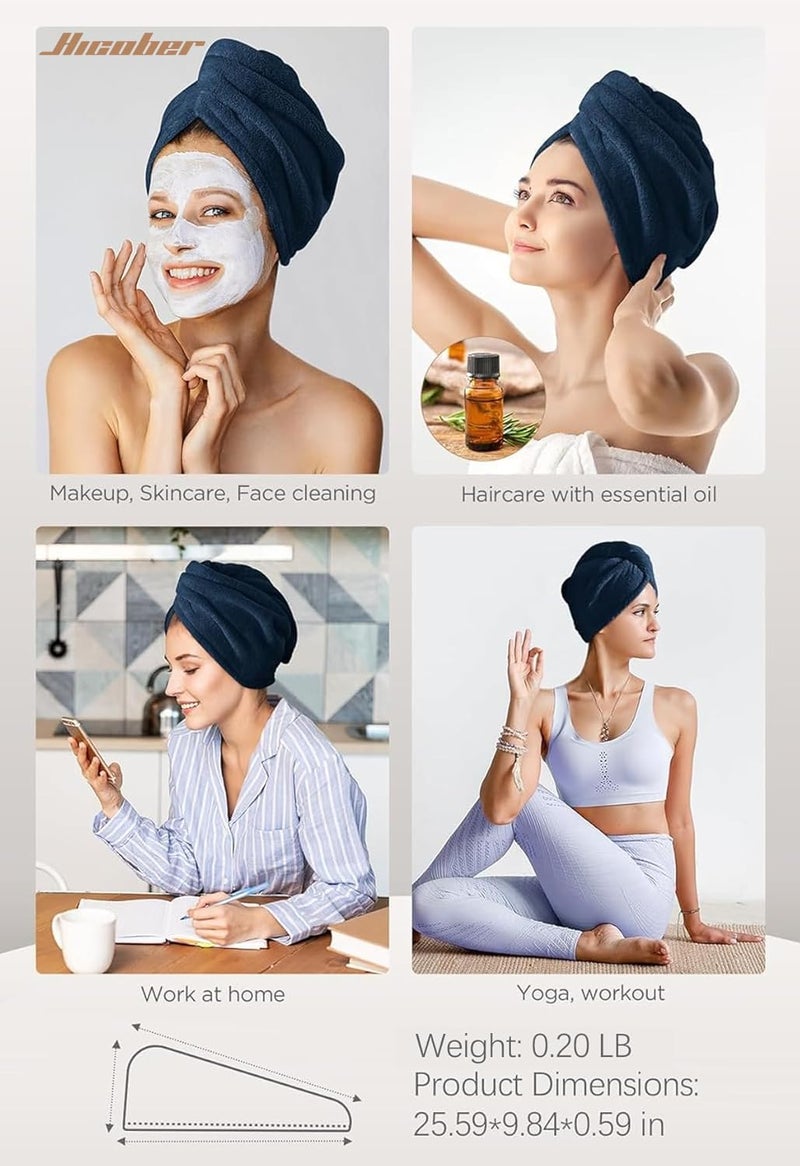 Hicober Microfiber Hair Towel, Hair Towel Wrap Turbans for Women,Hair Drying Towel Wrap Hair Accessories for Women Girls-Plum,Navy,Aqua Green,3Packs, 25.59 * 9.84 * 0.59inch - Image 5