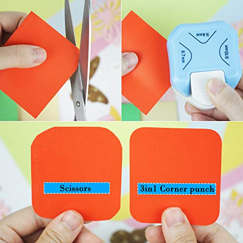 ECOHU Round Corner Punch, 3 in 1-3 Way Corner Puncher Cutter for Paper Craft (R4mm+R7mm+R10mm) for Cutting Different Corners, DIY Projects, Card Making & Scrapbooking - Image 3